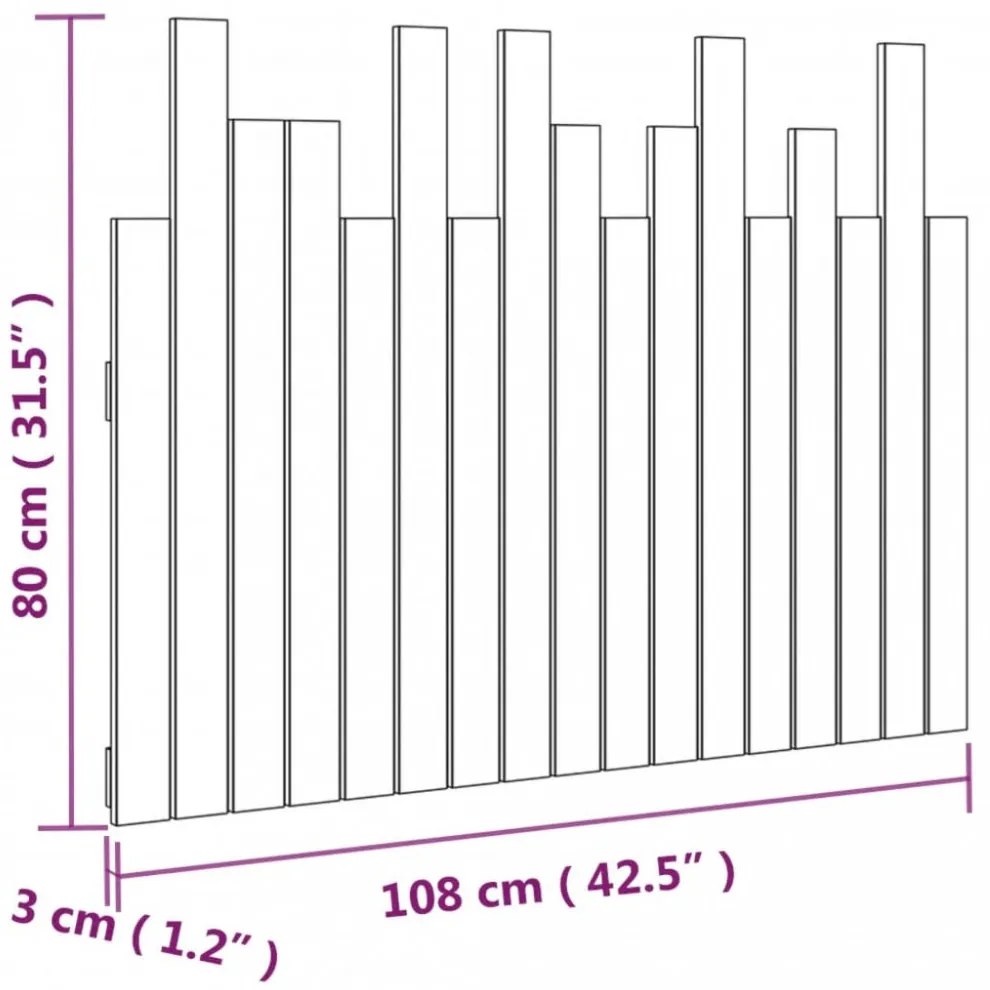 tömör fenyőfa fali fejtámla 108 x 3 x 80 cm