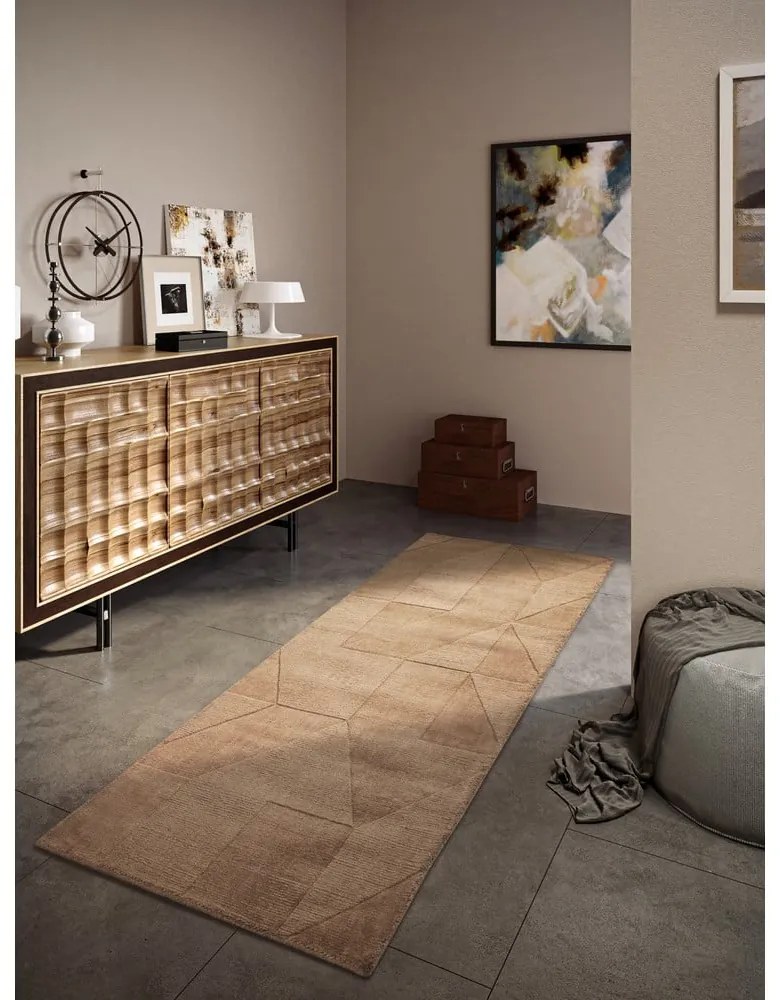 Bézs kézi szövésű gyapjú futószőnyeg 80x250 cm Ursule – Villeroy&amp;Boch