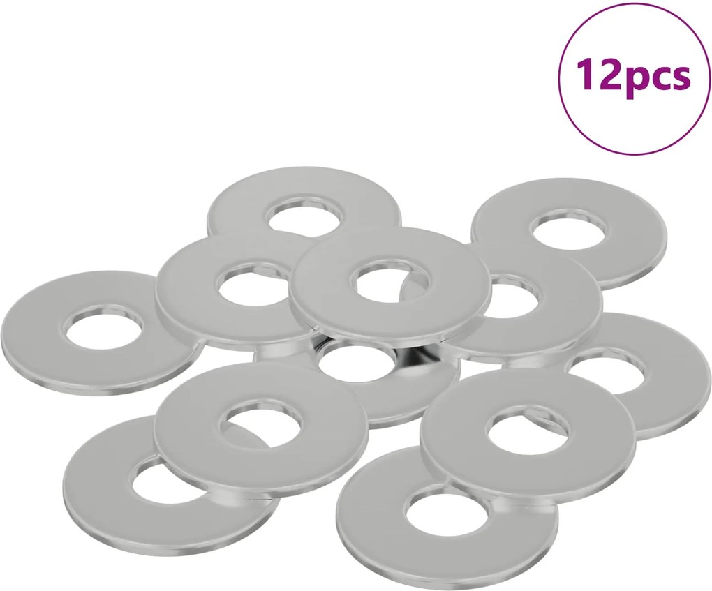 vidaXL Alátétek 12 pcs Ezüst 12 x 12 x 1,2 cm Vas