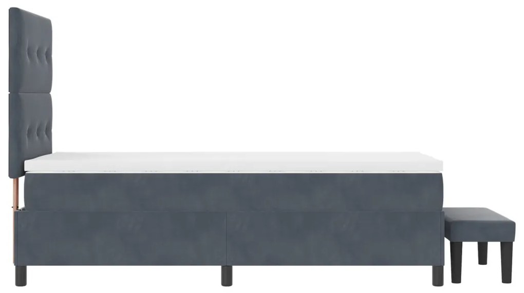 Boxspring Ágy Matraccal és Paddal Sötétszürke 80x200 cm Bársony