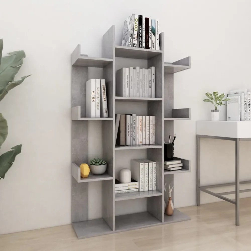 betonszürke szerelt fa könyvszekrény 86 x 25,5 x 140 cm