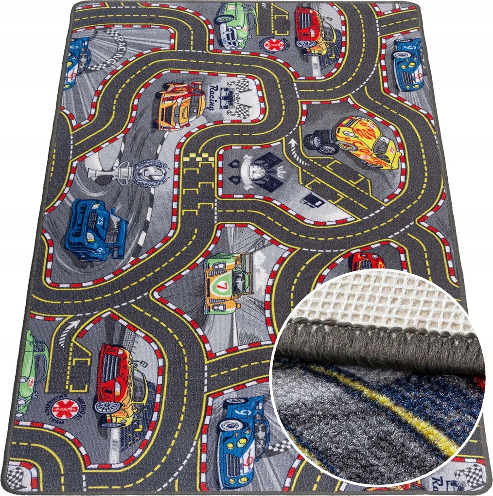 Gyerekszőnyeg 100x180cm Gyerekeknek Utcák Út Versenypálya Cars