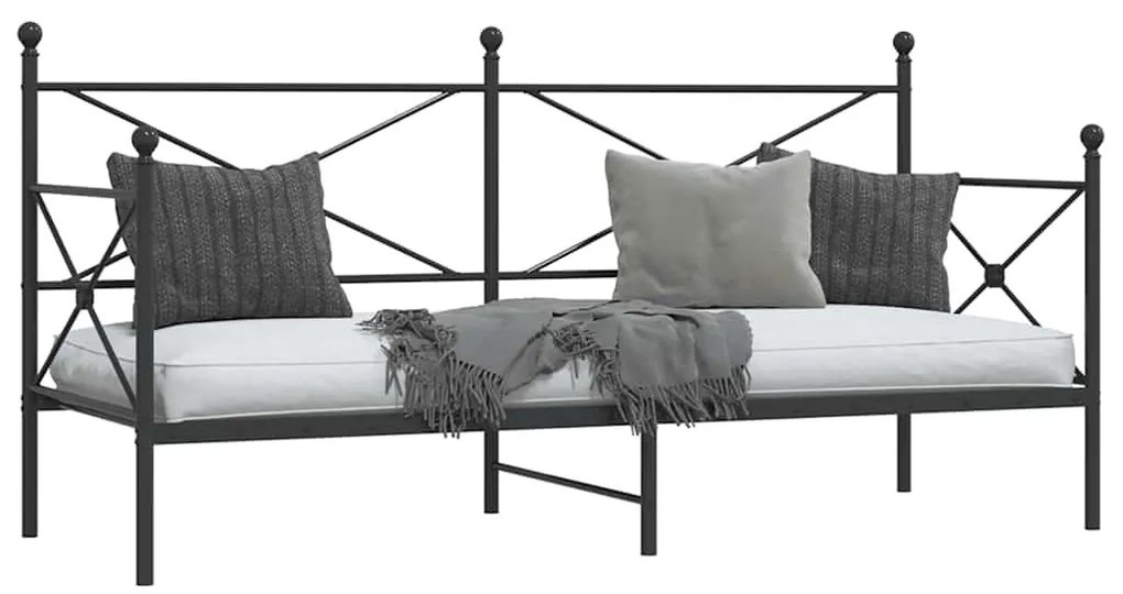 kanapéágy matrac nélkül fekete 90x190 cm acél