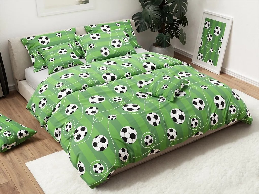 Polipamut ágyneműhuzat FOOTBALL TIME POLY zöld Ágyneműhuzat mérete: 70 x 90 cm | 140 x 200 cm