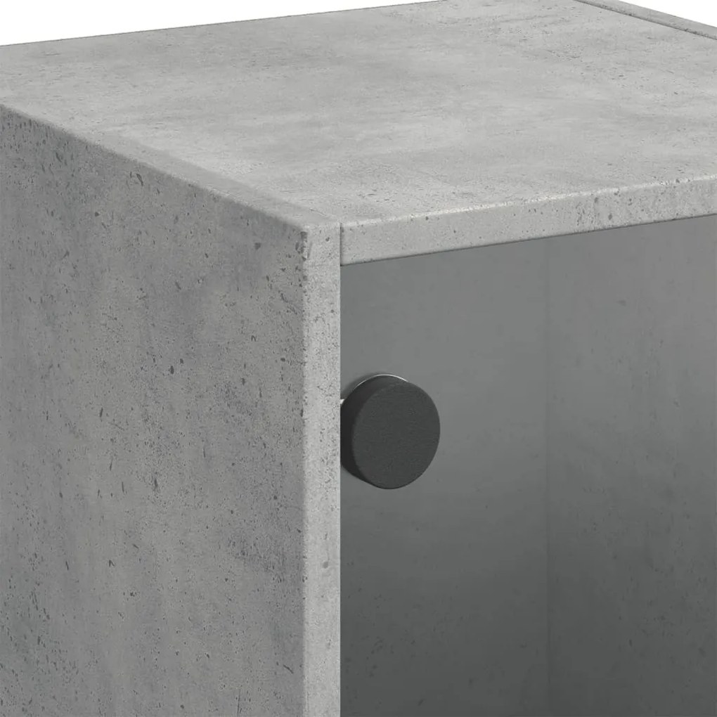 betonszürke magasszekrény üvegajtókkal 35 x 37 x 109 cm