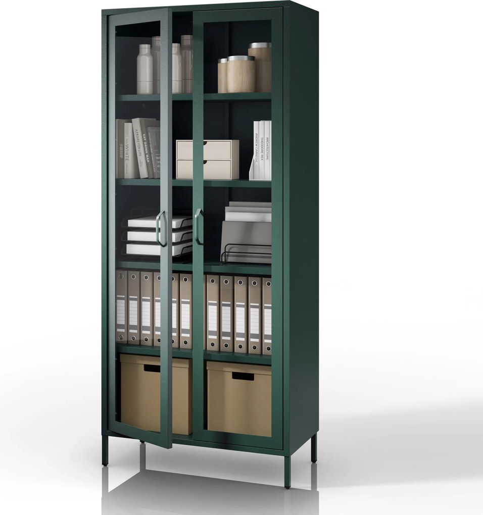 ANGELO vitrin, 800 x 1850 x 450 mm, Modern: palackzöld