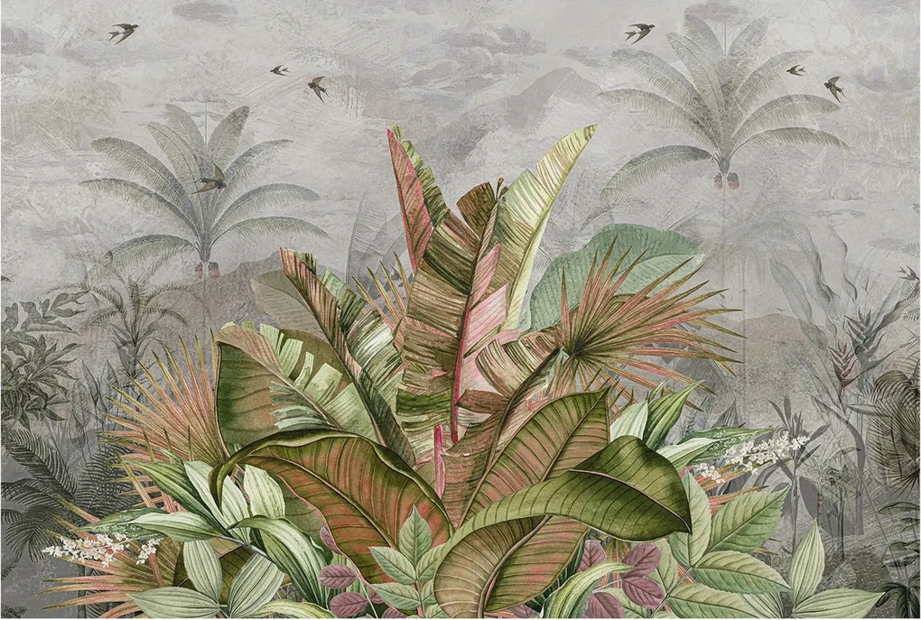 Divatos Flizelin Fali Tapéta Furnér Egzotikus dzsungel 104x70 Ragasztó