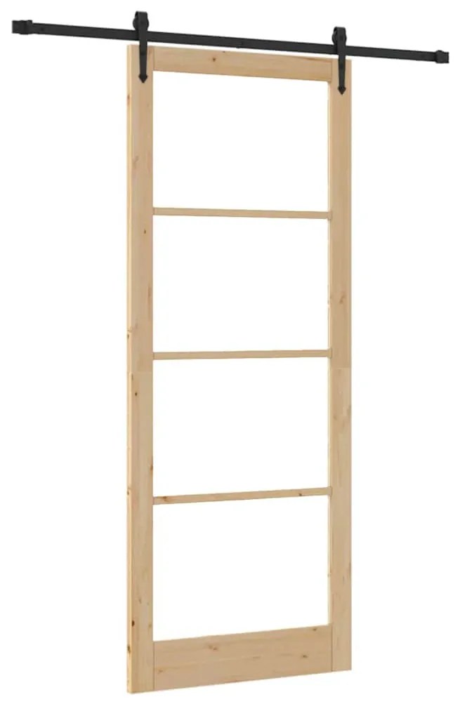 Egyszerű Csúszó Ajtó Barna 83 x 232 cm Fa és fém