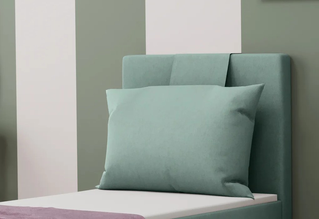 MIRANDA kárpitozott boxspring ágy + topper, 90x200, soro 90, jobb