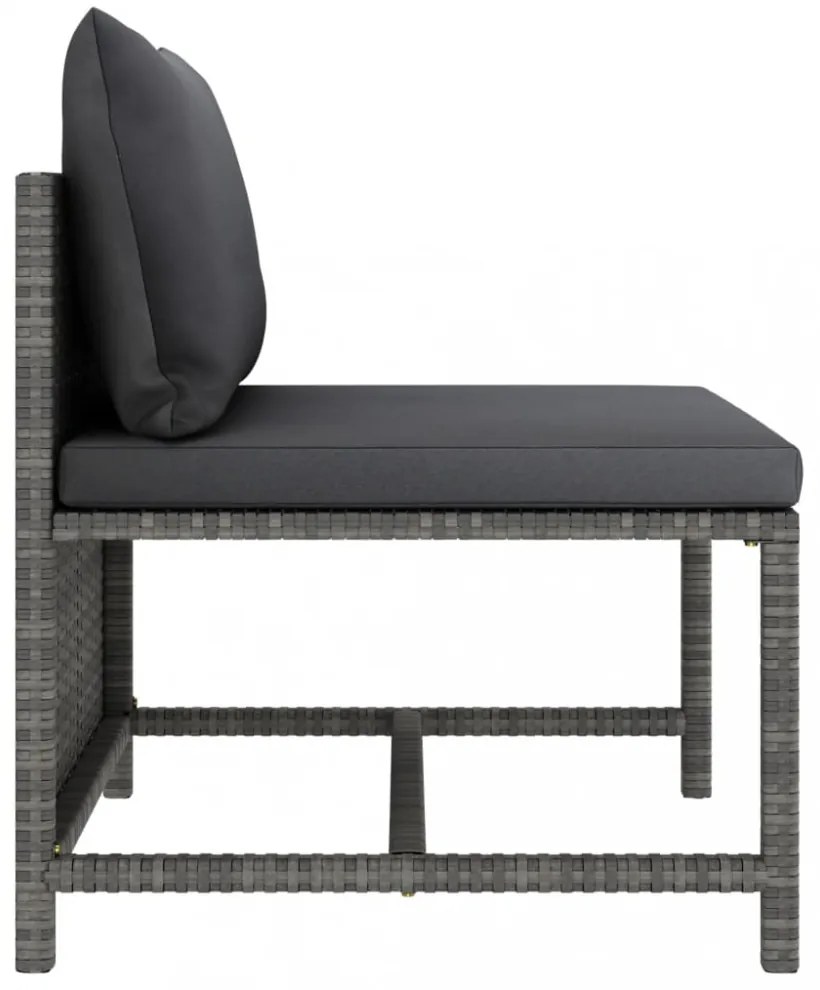 3 részes szürke polyrattan kerti bútorszett párnákkal