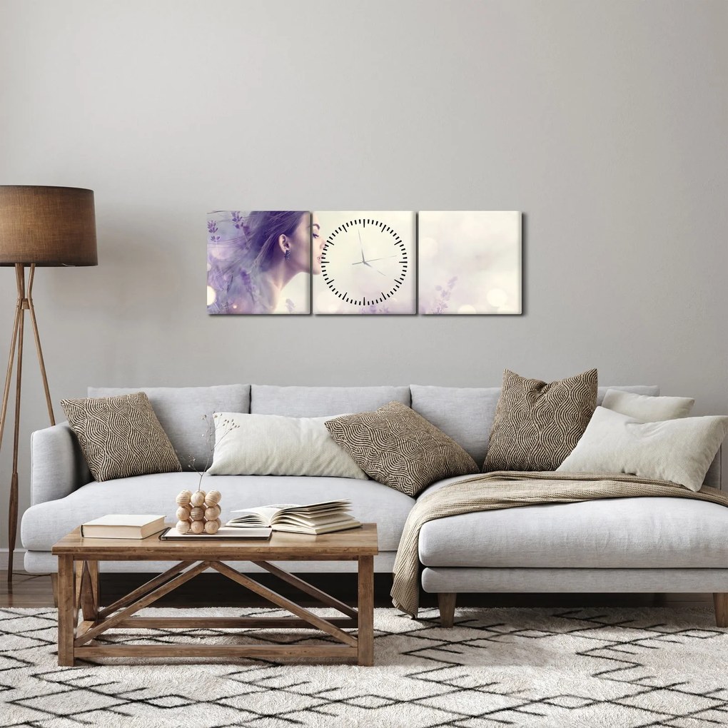 Levendulás nő képe (órával) (90x30 cm)