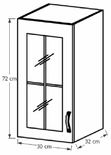Felső konyhaszekrény üveg elemekkel G30S Provense (fehér + andersen erdei fenyő) (B). 1015176