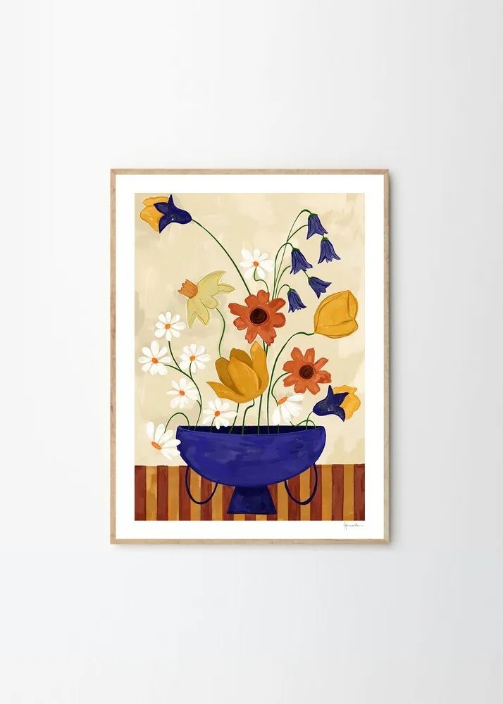 Poszter 30x40 cm Colourful Bunch in Blue Vase – Frankie Penwill – The Poster Club