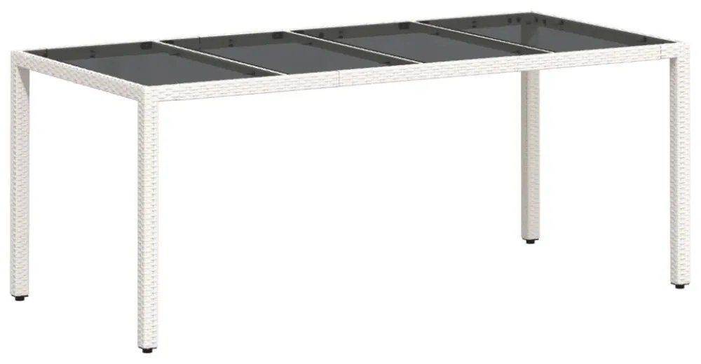 fehér polyrattan üveglapos kerti asztal 190 x 90 x 75 cm