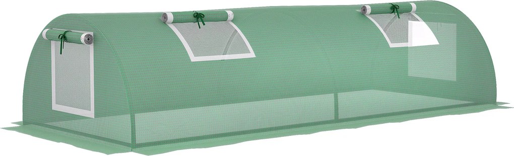 Outsunny Üvegház Rolós Ablakkal, Télálló Acélvázú, Vízálló Kertészeti Üvegház Erkélyre Paradicsomház UV Védelemmel 200x80x45cm Zöldség Üvegház | Aosom