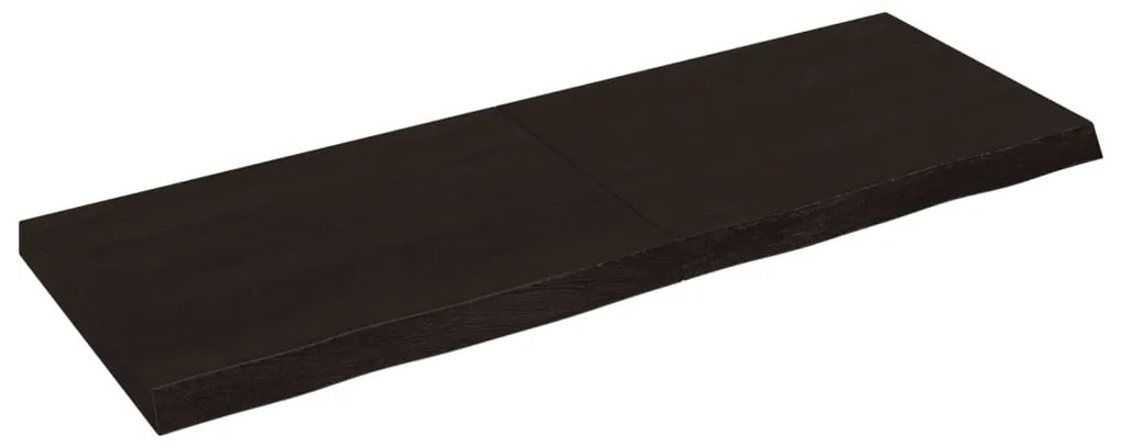 sötétbarna kezelt tömör tölgyfa fali polc 140 x 50 x (2-6) cm