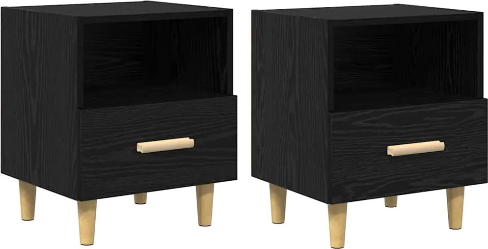 vidaXL Éjjeliszekrény 2 pcs Fekete tölgy 40 x 35 x 47 cm Faanyag