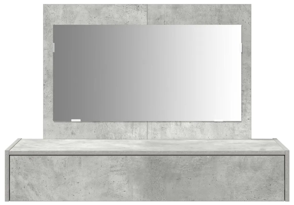 Fali Akasztós Sminkasztal Beton Szürke 100x40x70 cm