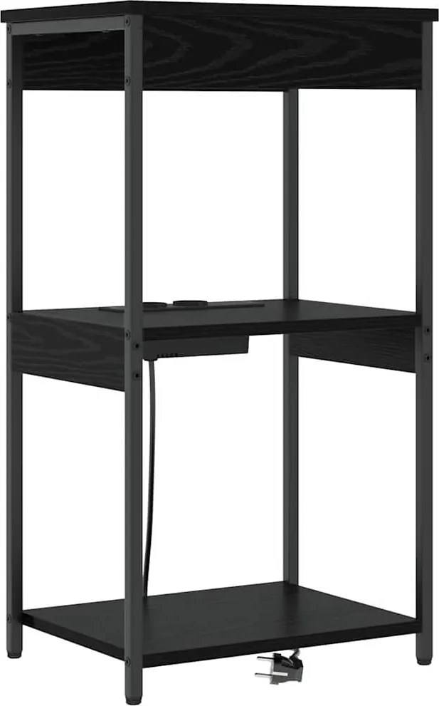 vidaXL Éjjeliszekrény polcokkal Fekete tölgy 41 x 31 x 76 cm Faanyag