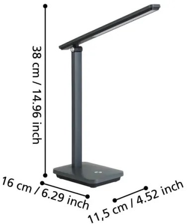 Eglo 900957-LED Dimmelhető újratölthető asztali lámpa INIESTA 3,6W/5V 1800mAh szürke