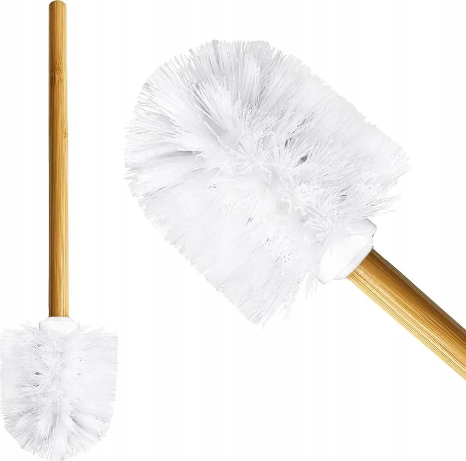 Wc-kefe cserélhető fej bambusz fogantyú fehér stílusos