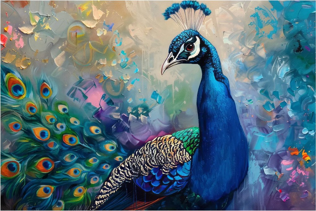 Kép - Festmény egy páva (90x60 cm)