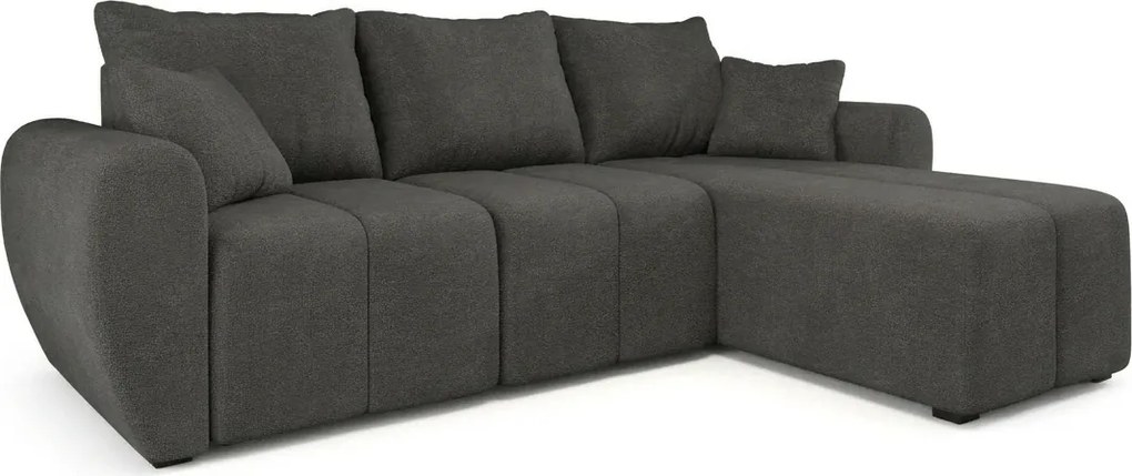 SEVIO L alakú kihúzható sarokkanapé, 246x145 cm, sötétszürke, univerzális + 2 párna INGYEN