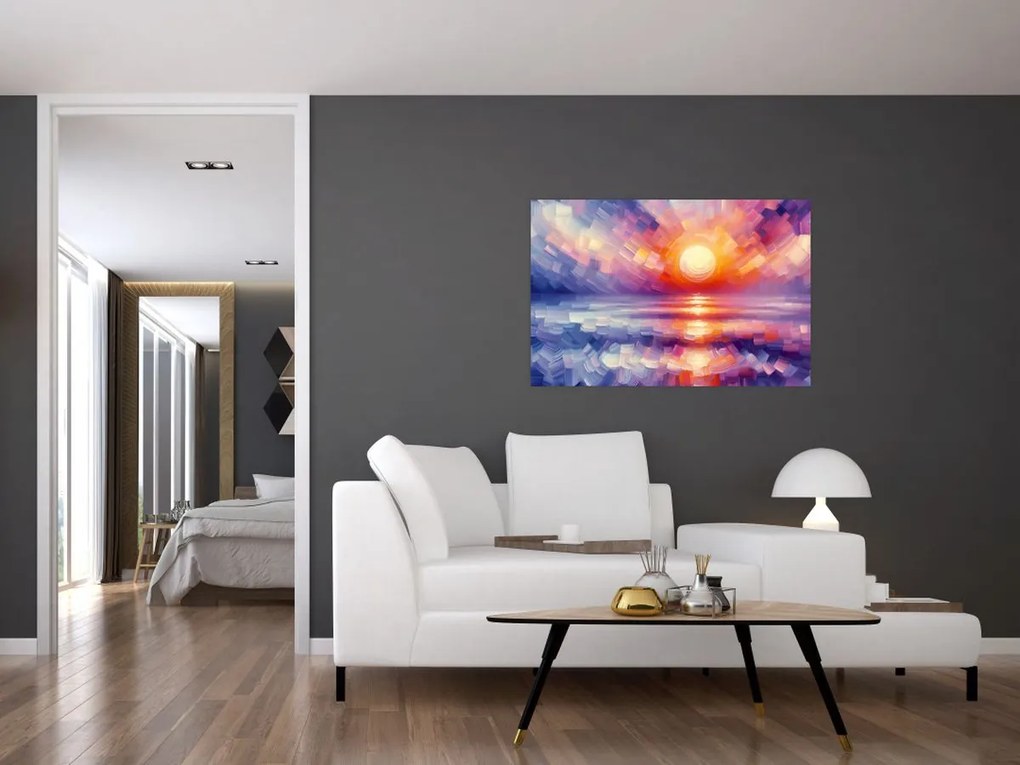 Kép - Színes művészi naplemente (90x60 cm)