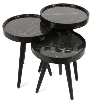 KÉSZLET 3x Kisasztal CALL fekete