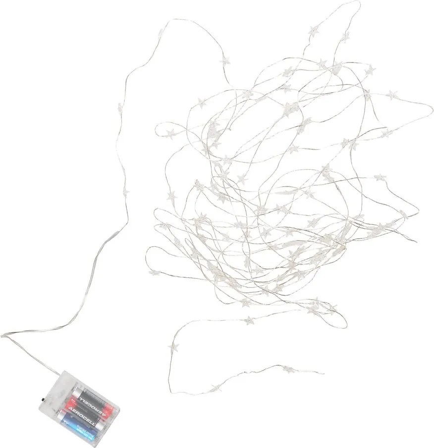 STAR LIGHTS LED égősor USB kábellel, ezüstdrót-csillagok 100 égővel