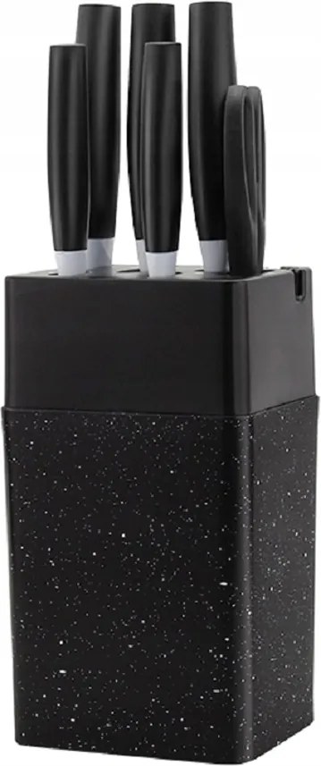 Home Elements 7 db-os konyhakés készlet állvánnyal, fekete