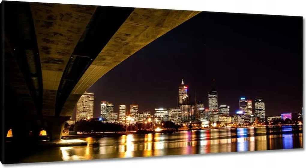 Vászonkép 115x55 Éjszakai kép híddal