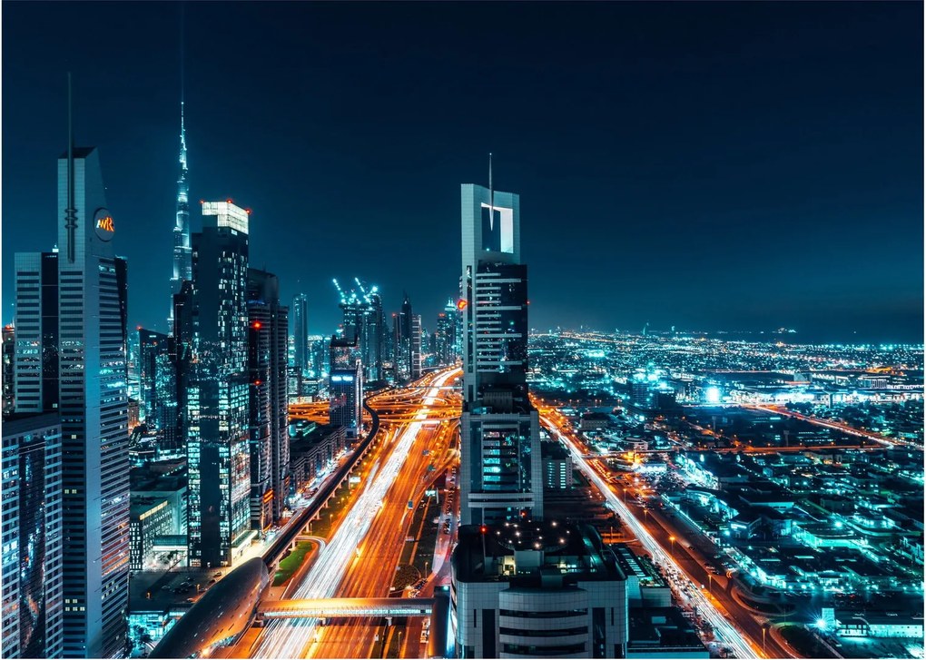 Kép - Dubai éjszaka (üvegen) (70x50 cm)