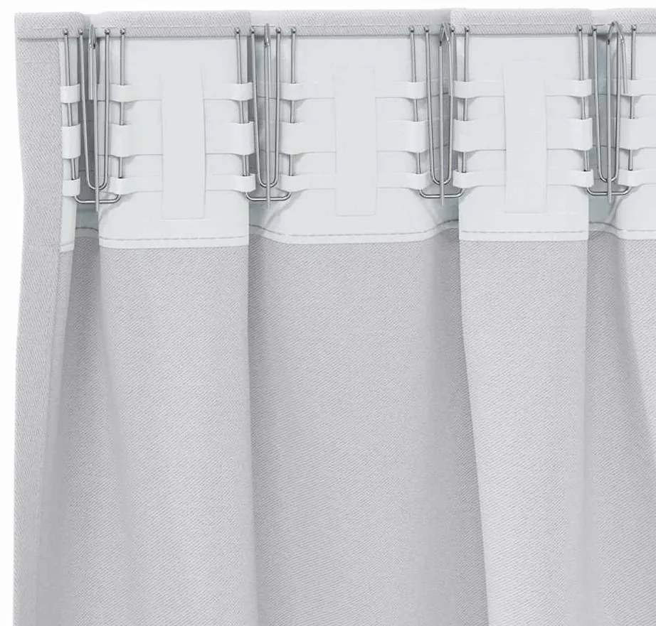 Függönyök függönyökkel 2 pcs Világosszürke 175x140cm Poliészter