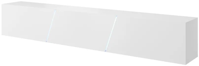 TV szekrény 240 cm fehér / fehér magasfény színkombinációban RGB LED világítással – SLANT