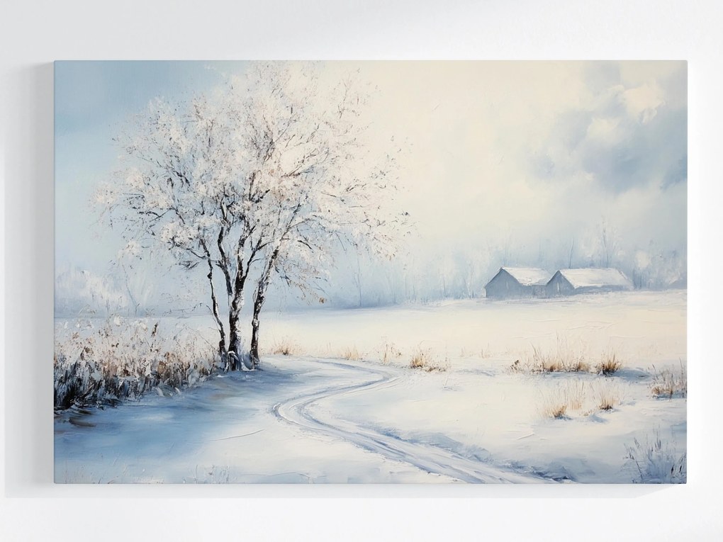 Vászonkép Canvas Tájkép Út Fa Tél Hó 120x80