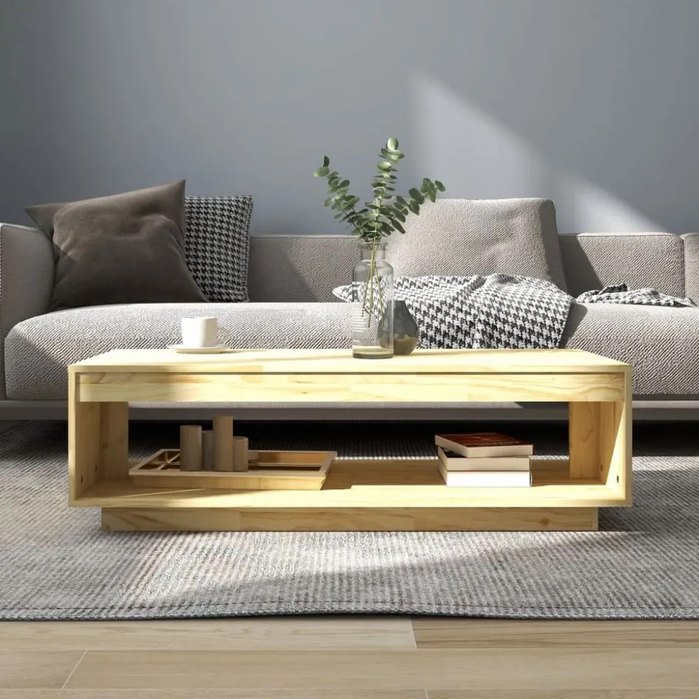 tömör fenyőfa dohányzóasztal 110 x 50 x 33,5 cm