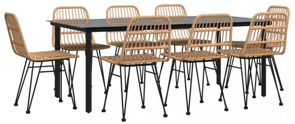 vidaXL 9 részes polyrattan kerti étkezőgarnitúra