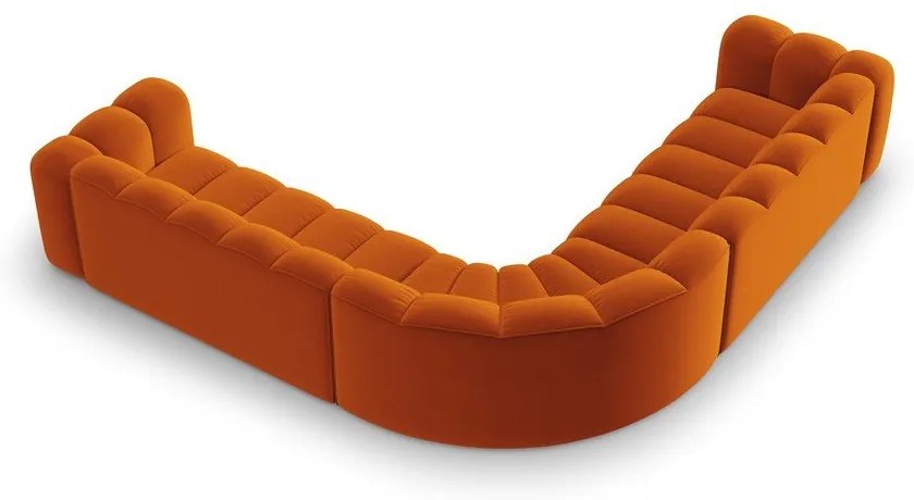 Téglavörös bársony moduláris sarokkanapé Lupine – Micadoni