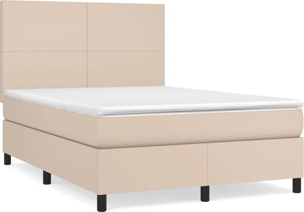 vidaXL cappuccino színű műbőr rugós ágy matraccal 140 x 190 cm