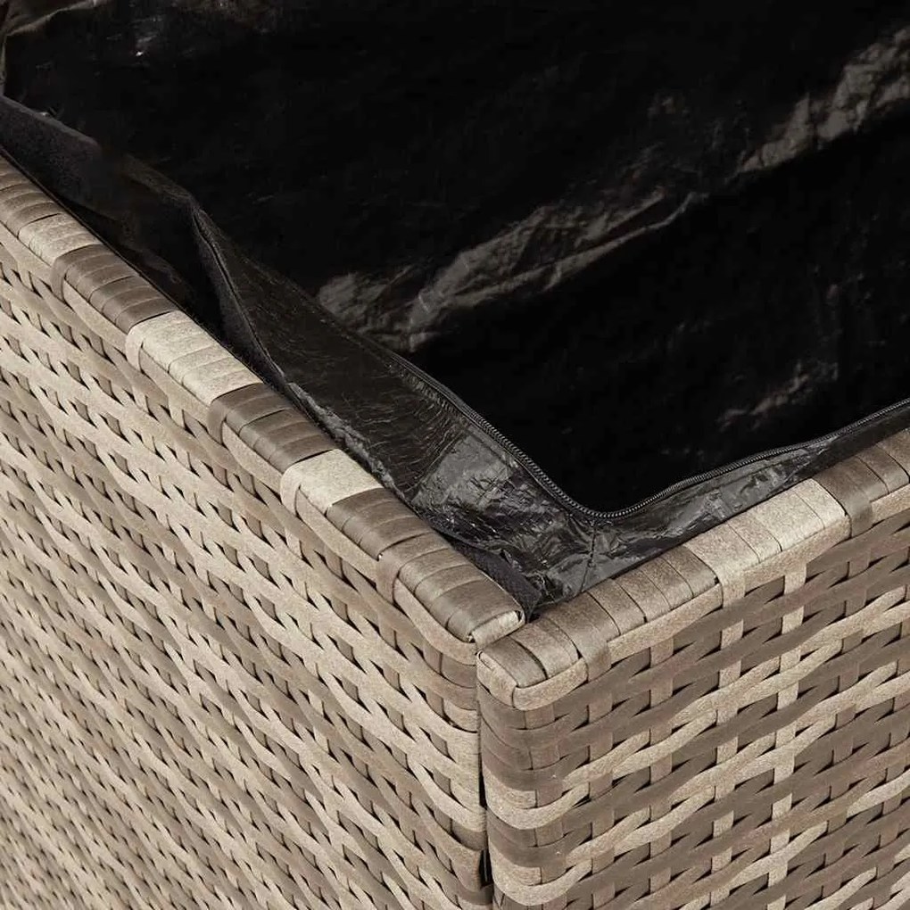 Szürke Polyrattan És Akácfa Kerti Tárolóláda 110 X 50 X 54 Cm