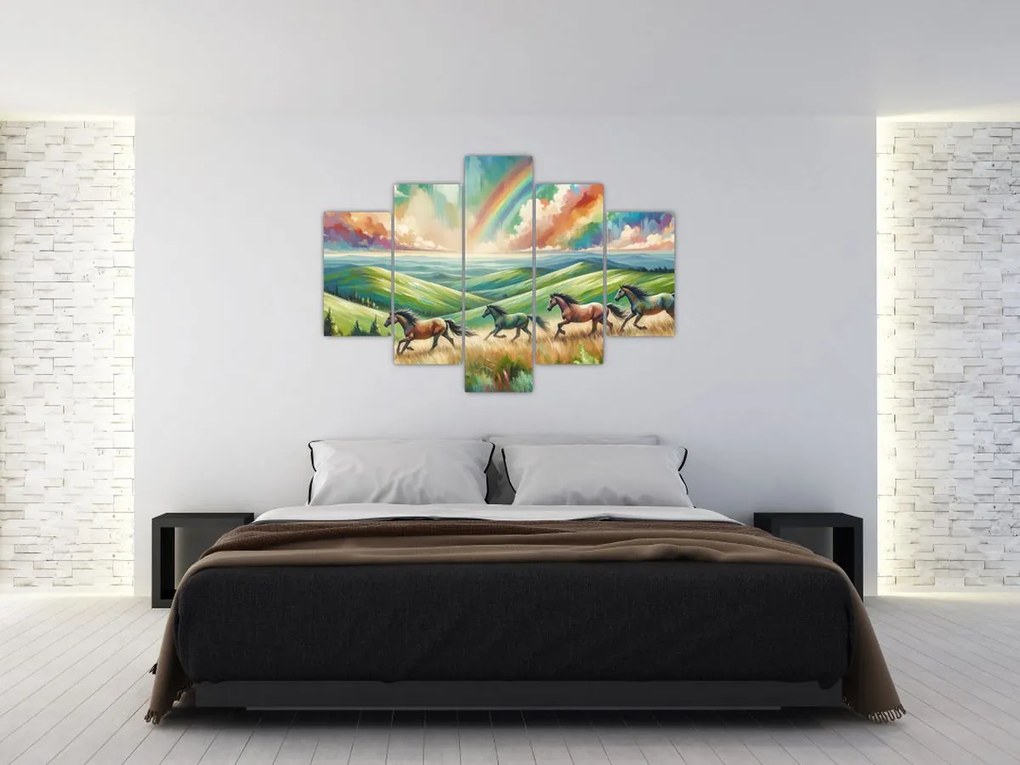 Kép – Vágtázó lovak a tájban (150x105 cm)