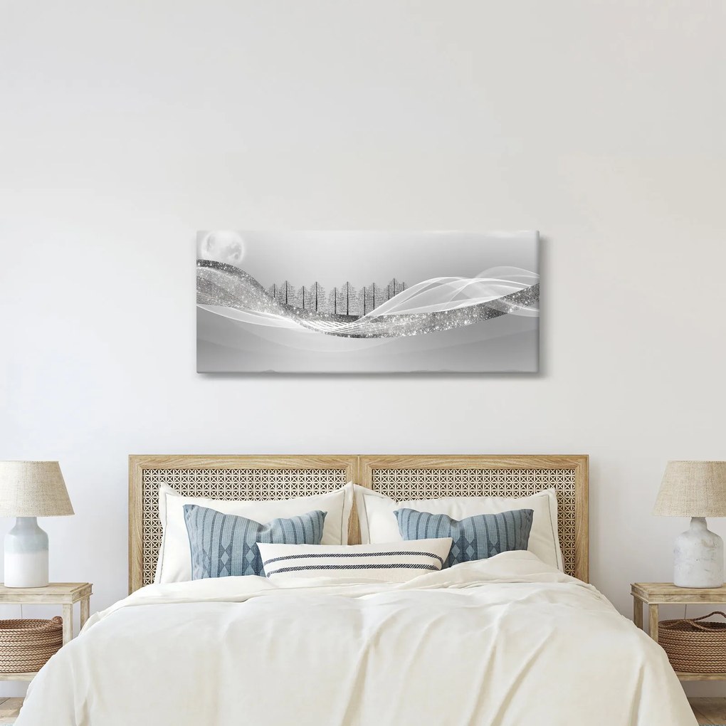 Kép - ezüst táj (120x50 cm)