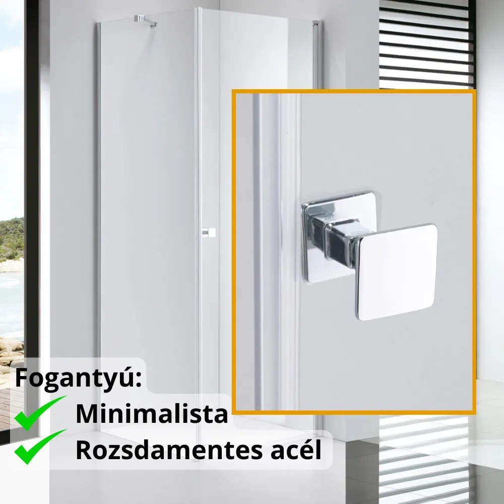 Stuxi Bari 100x100 cm szögletes nyílóajtós zuhanykabin, 6 mm vízlepergető üveggel, króm elemekkel
