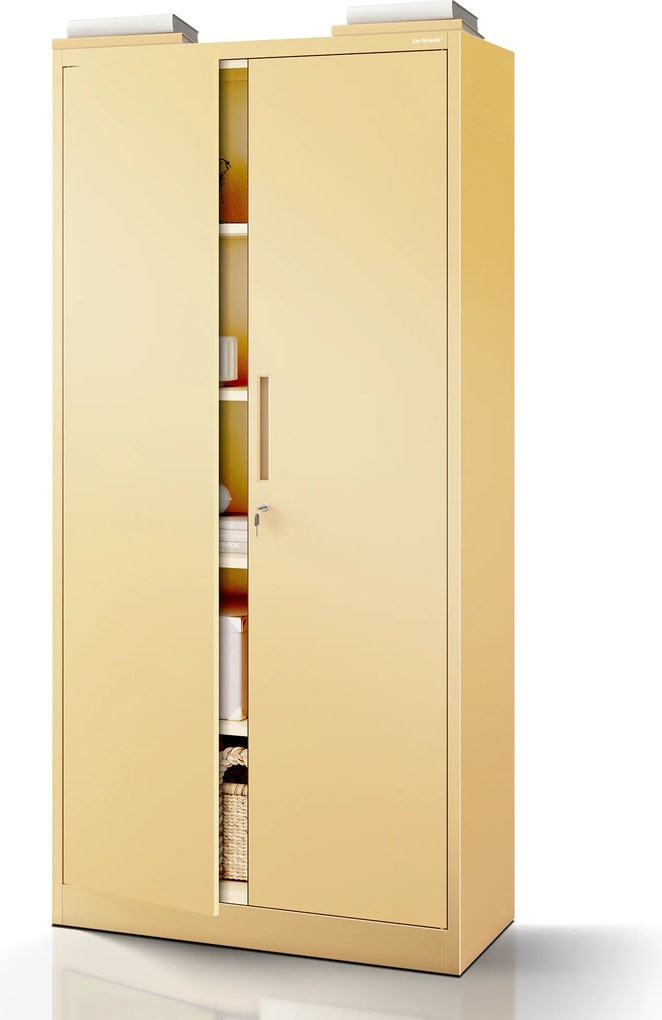 Magas fém irodai iratszekrény, bézs, 900x1950x400 mm: JAN H Fresh Style