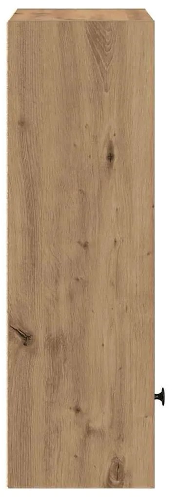 kézműves tölgy színű szerelt fa könyvespolc 31x24x77 cm