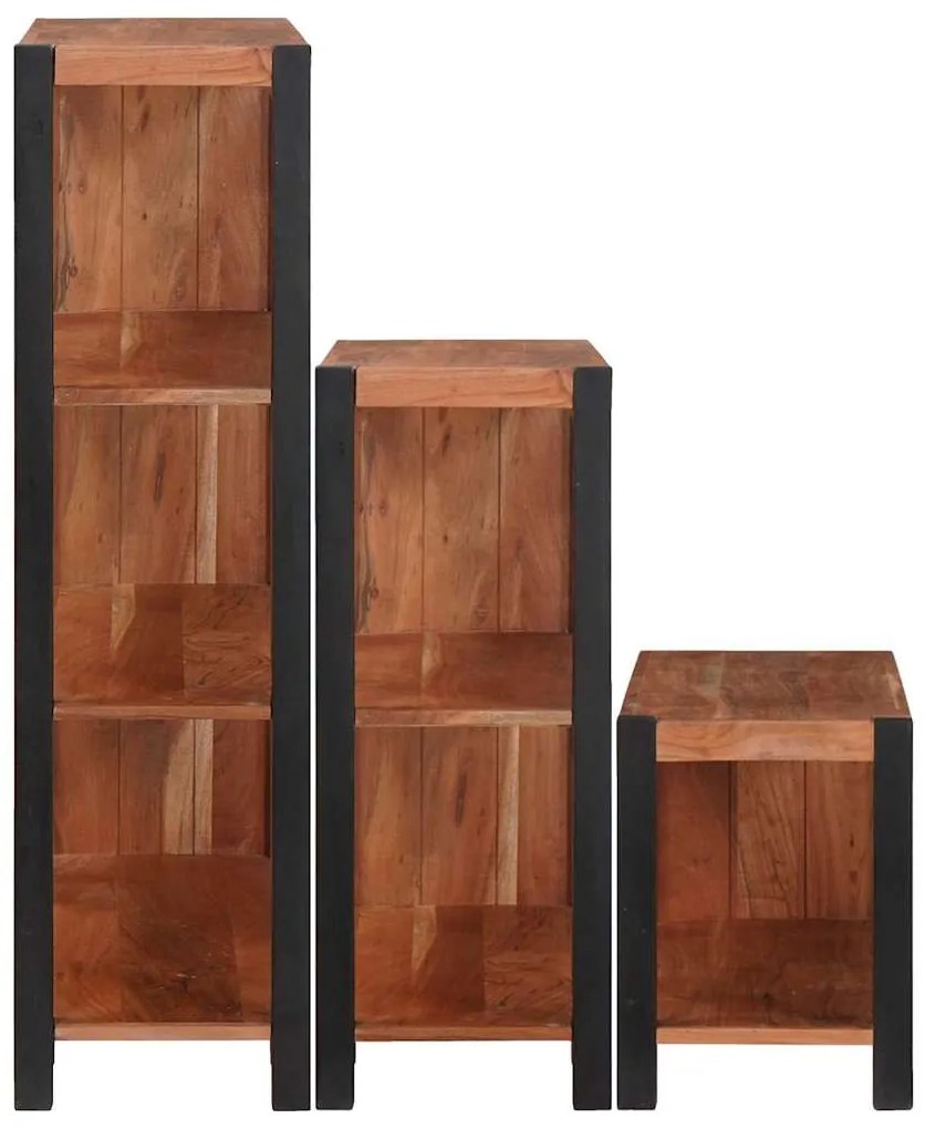 Könyvespolc 3 pcs Barna 80 x 30 x 110 cm Tömör akácfa