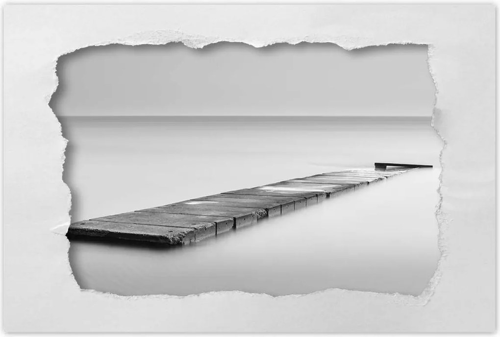 Poszter 60x40 Híd Tenger Fekete-fehér