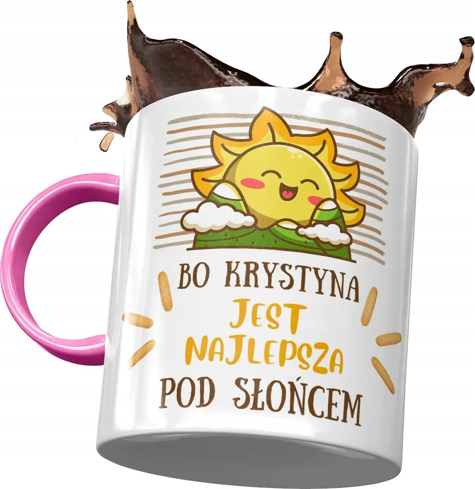 Rózsaszín Bögre Krisztina Barátnőnek Ajándék Nyomtatott Fotóval