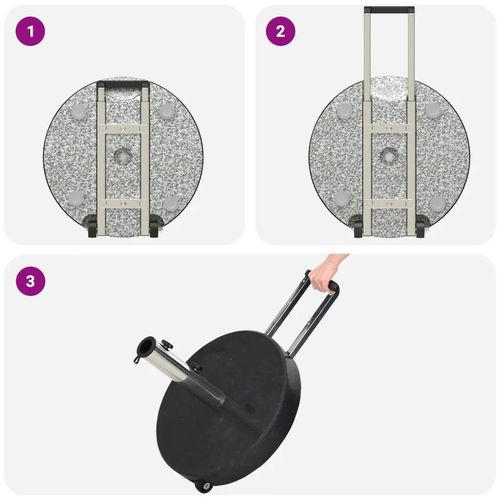 Kerekes Napernyő Állvány Fogantyúval Fekete Gránit 29 kg Kerek